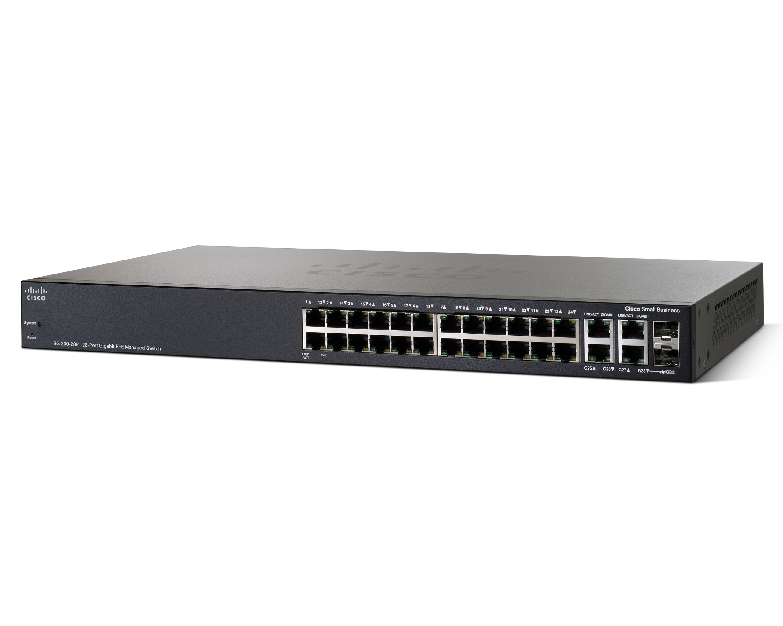 Cisco SG300-28P 28-Port Gigabit PoE Managed Network Switch (SRW2024P-K9-NA) - Certified Refurbished | Ideal for Small Business & Office Networking