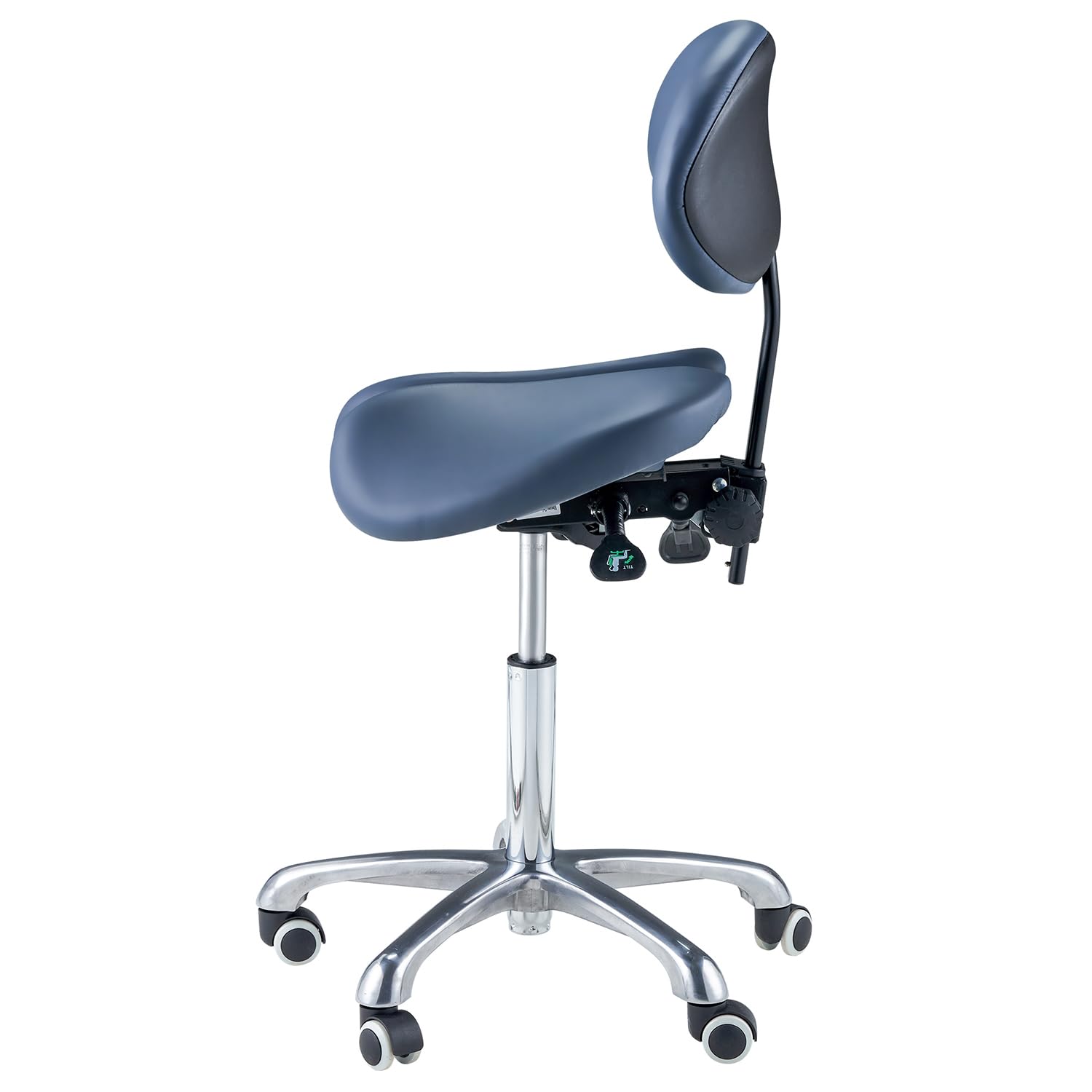 Master Massage Berkeley Ergonomic Saddle Stool - Split Seat Design, Hydraulic Swivel Rolling Base with Adjustable Height & Tilt - Posture Correcting Chair for Office, Salon & Massage Therapy