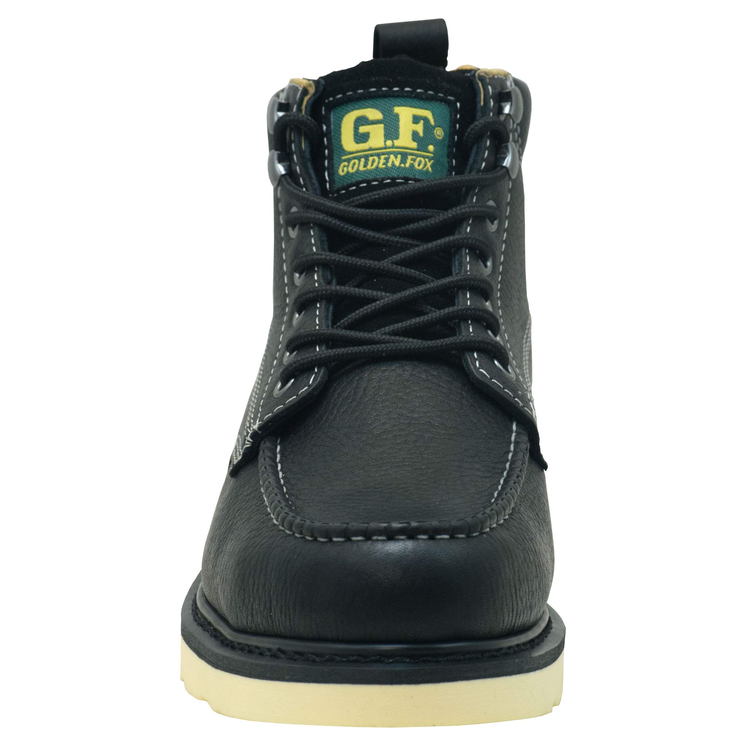 Golden Fox Men's 6-Inch Steel Toe Work Boots - Moc Toe Wedge Comfortable Construction Boots for Safety & Durability - Ideal for Construction Workers, Electricians & Heavy Labor Jobs