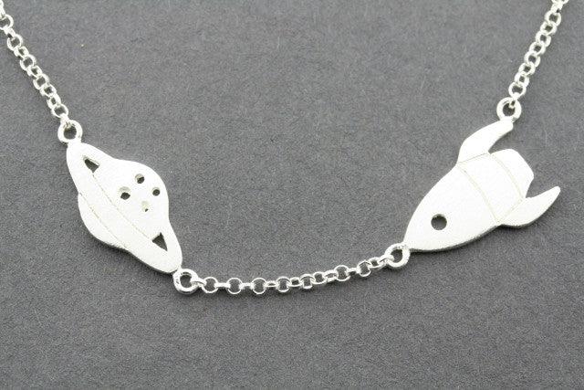 Rocket Ship Necklace for Women & Men - Space Themed Jewelry Gift for Astronaut Lovers - Perfect for Cosplay, Birthday & Everyday Wear