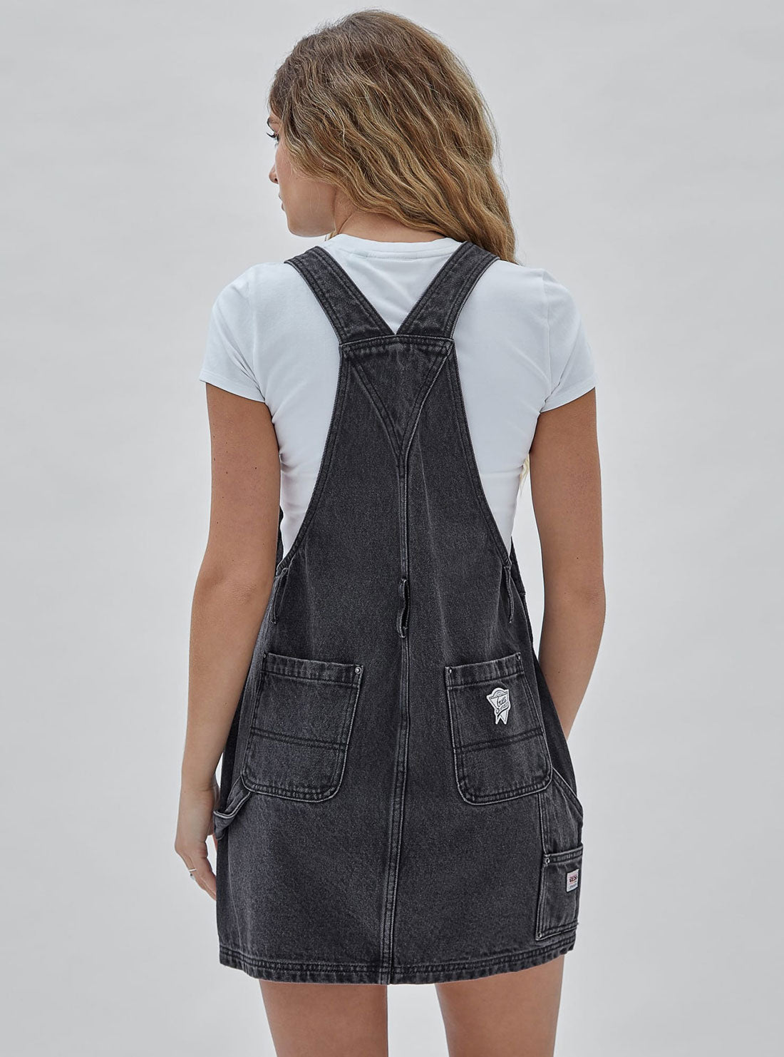 Guess Originals Black Denim Mini Overalls Dress - Stylish & Comfortable for Casual Outings, Parties & Date Nights