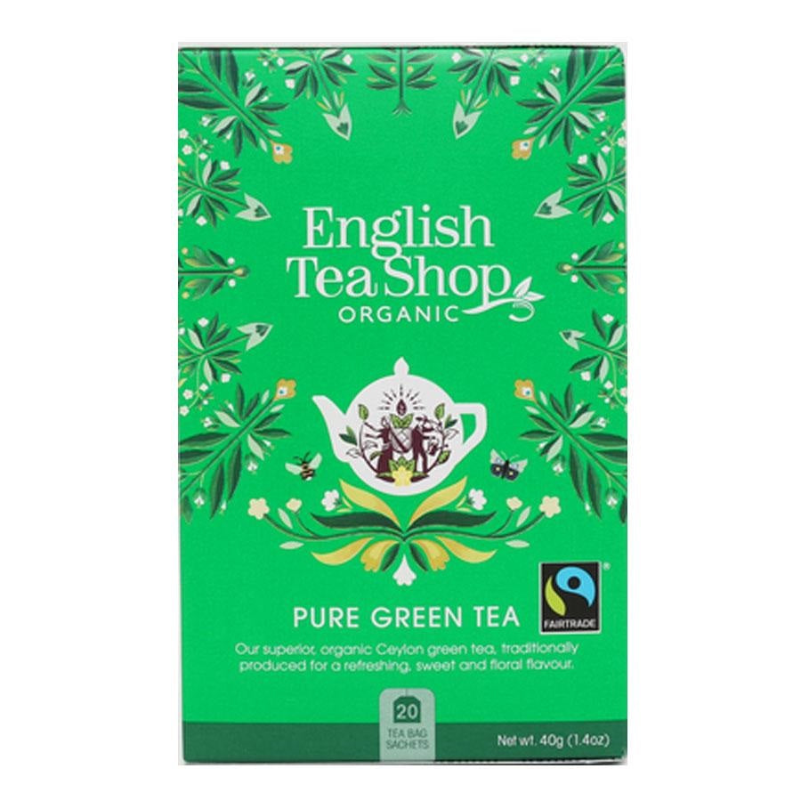 Organic Green Tea Bags - English Tea Shop 20-Count | Premium Loose Leaf Tea for Relaxation & Wellness - Perfect for Morning Boost or Afternoon Break