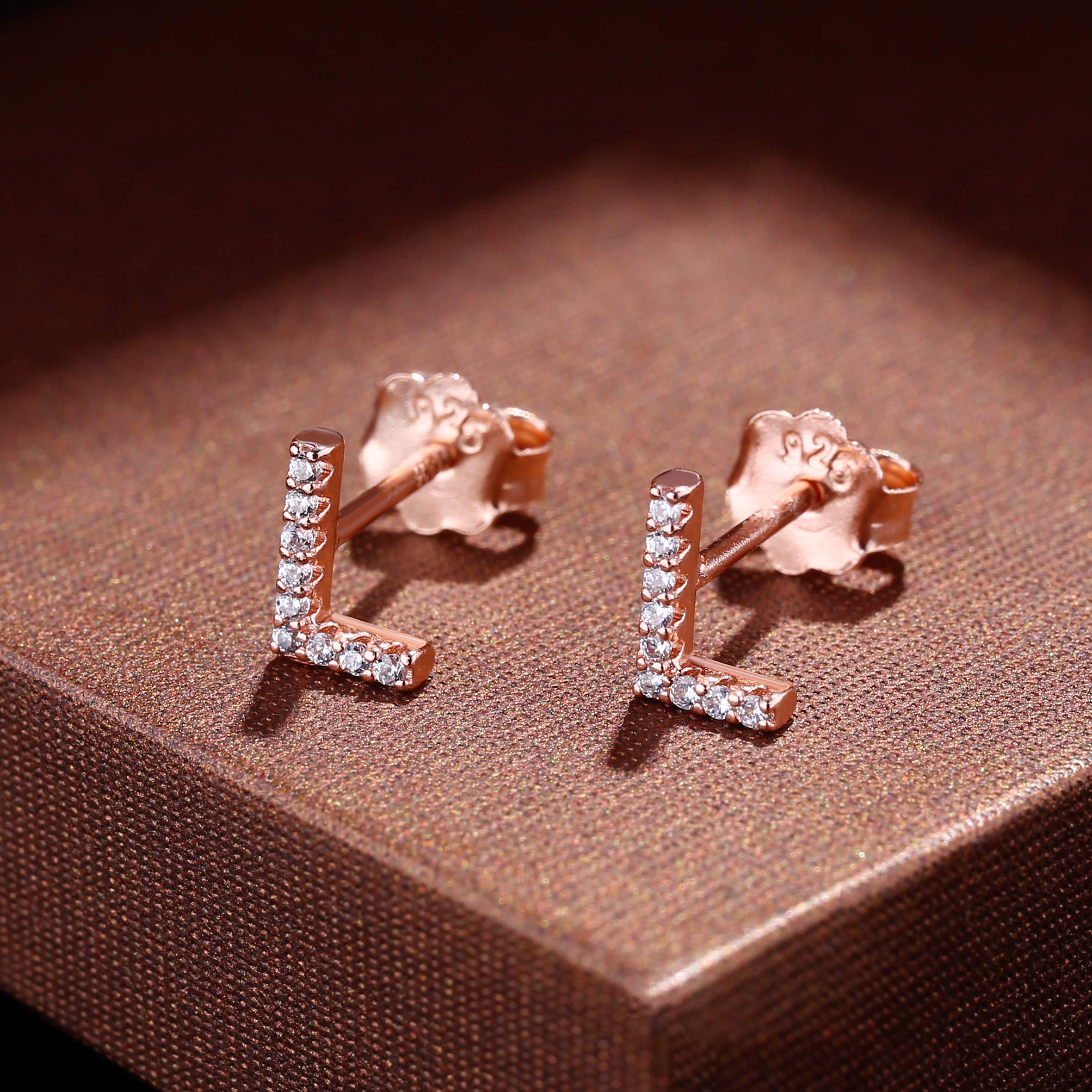 MONOOC Initial Stud Earrings for Women & Girls - S925 Sterling Silver Cubic Zirconia Hypoallergenic Earrings, Personalized Letter Jewelry for Birthdays, Christmas Gifts | Perfect for Everyday Wear, School, Parties & Special Occasions