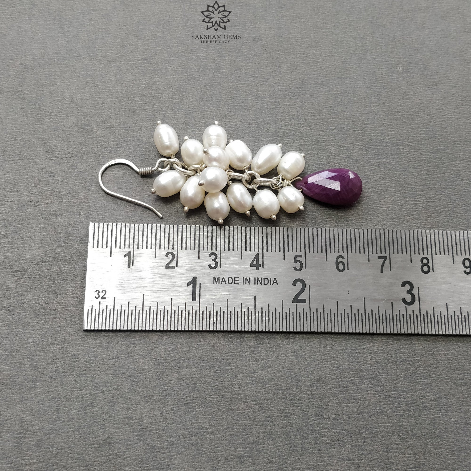 Ruby & Pearl Gemstone 925 Sterling Silver Drop Dangle Earrings - 15.79g Natural Beaded Hook Earrings for Women | Perfect for Weddings, Parties & Special Occasions