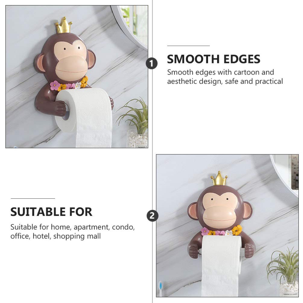 Monkey Roll Paper Holder - Retractable Wall-Mounted Tissue Dispenser for Bathroom, No Drill Resin Toilet Paper Stand with Decorative Monkey Figure - Perfect for Home, Office, and RV Use