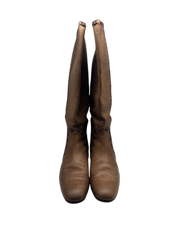 Gucci Janis Brown Leather Ankle Boots Size 9.5 for Women - Stylish & Comfortable Fall/Winter Fashion Footwear for Office, Dating & Night Out