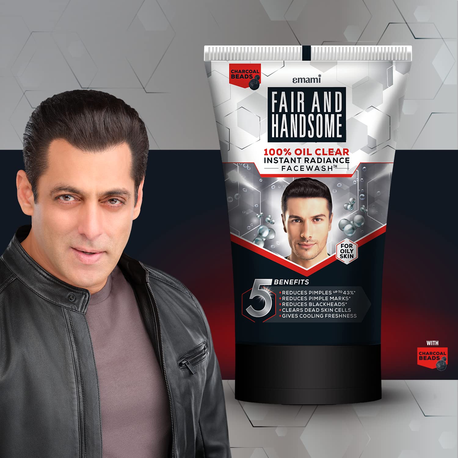 Fair And Handsome 100% Oil Clear Instant Radiance Face Wash for Men - 100g | Deep Cleansing & Brightening | Perfect for Daily Skincare & Pre-Shave Routine