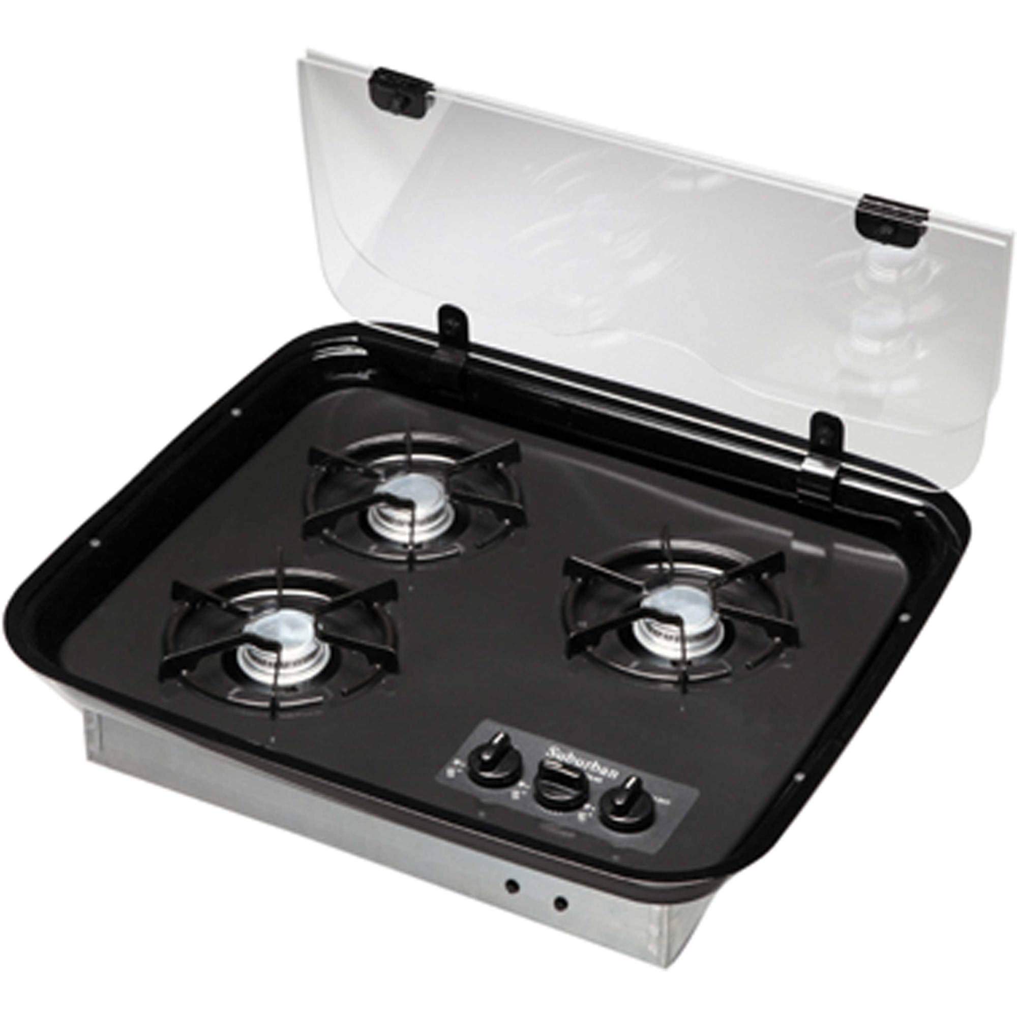 Suburban 2990A 3-Burner Black Glass Cooktop Cover - Durable Stove Top Protector for Gas & Electric Ranges - Perfect for Kitchen Safety & Countertop Protection