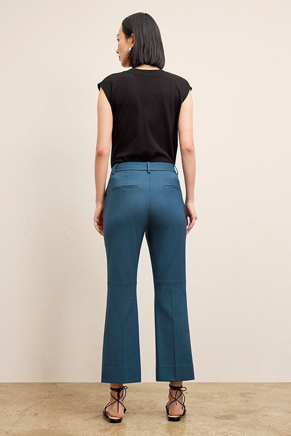 Tessa Kick Flare Trouser - Washable Wool Twill Pants for Women in Bluebell | Comfortable & Stylish Office Wear & Casual Outfits