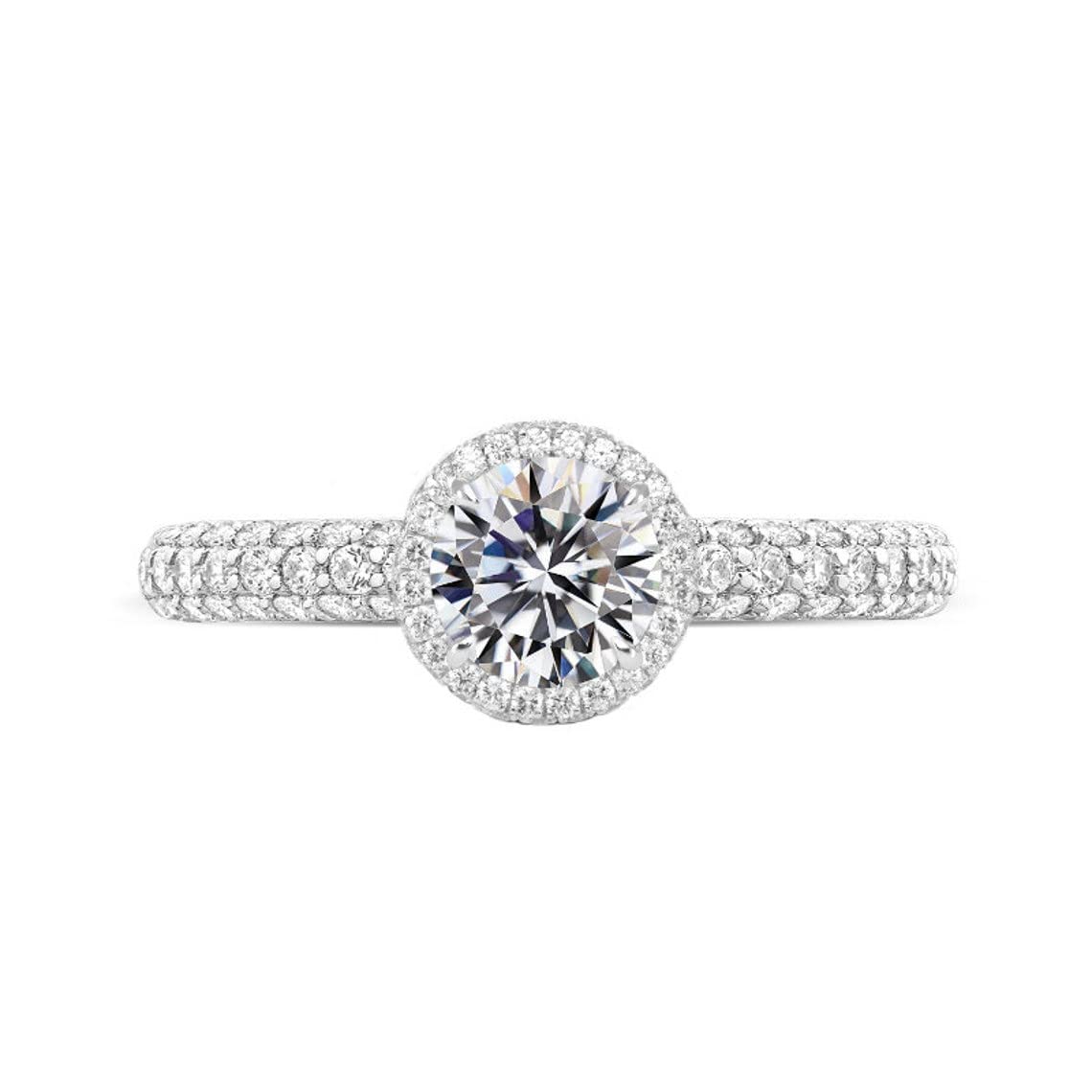 1.50 Carat Round Cut Colorless Moissanite Engagement Ring for Women - Solid Gold & Sterling Silver Wedding Bridal Set - Vintage Style Anniversary Diamond Jewelry - Perfect for Proposals, Weddings & Special Occasions