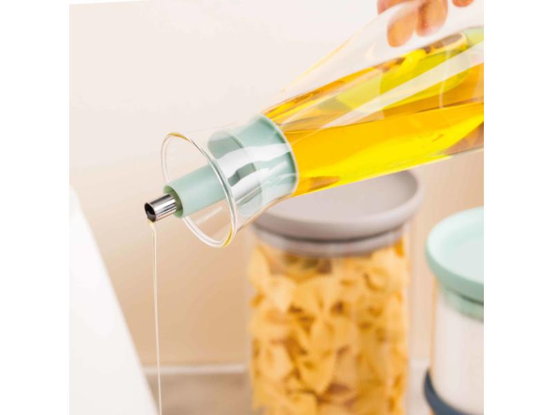 BergHOFF Leo Glass Oil Dispenser 0.57 qt (540ml) - Premium Olive Oil Bottle with Pour Spout & Stainless Steel Lid - Perfect for Kitchen, Dining Table & Salad Dressing