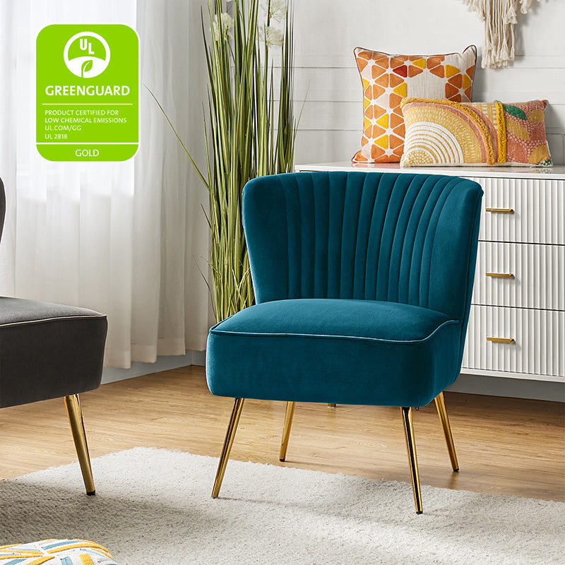 Lola Velvet Side Chair - Modern Upholstered Accent Chair for Living Room, Bedroom & Office - Soft Velvet Fabric with Sturdy Wooden Legs - Perfect for Dining, Lounge & Home Decor