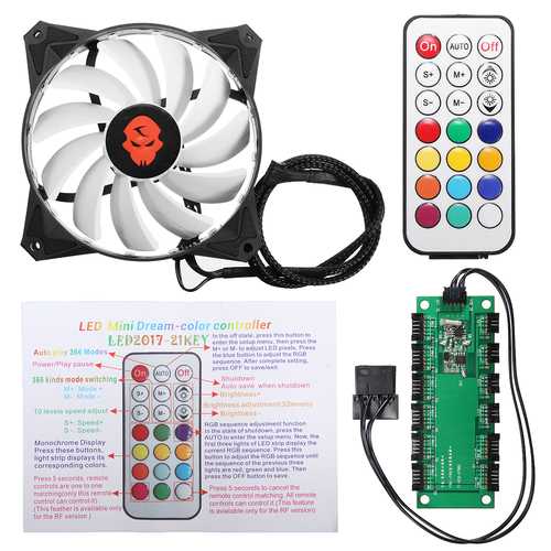 Coolmoon 120mm RGB PC Cooling Fan with Remote Control - Adjustable LED Computer Case Fan for Gaming PC, Desktop, Workstation - Perfect for PC Builds, Case Modding & Cooling Enhancement