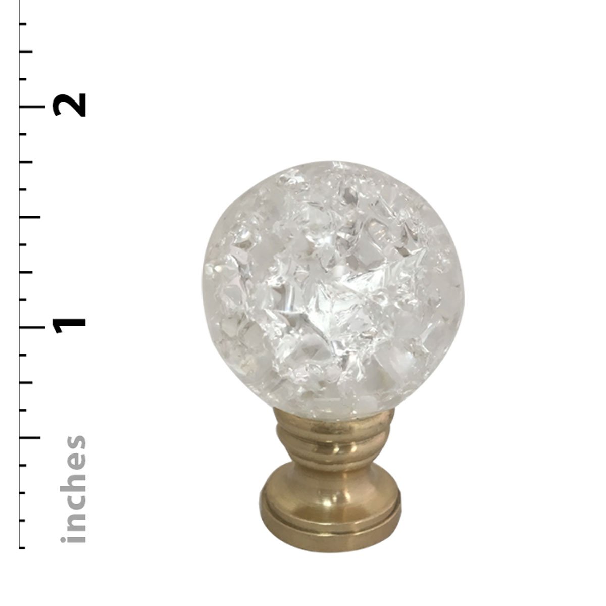 Royal Designs Inc. Small Crackle Texture K9 Crystal Clear Lamp Shade Finial - F-504C-1 in Polished Brass | Elegant Lighting Accent for Home Decor, Bedroom & Living Room Lamps
