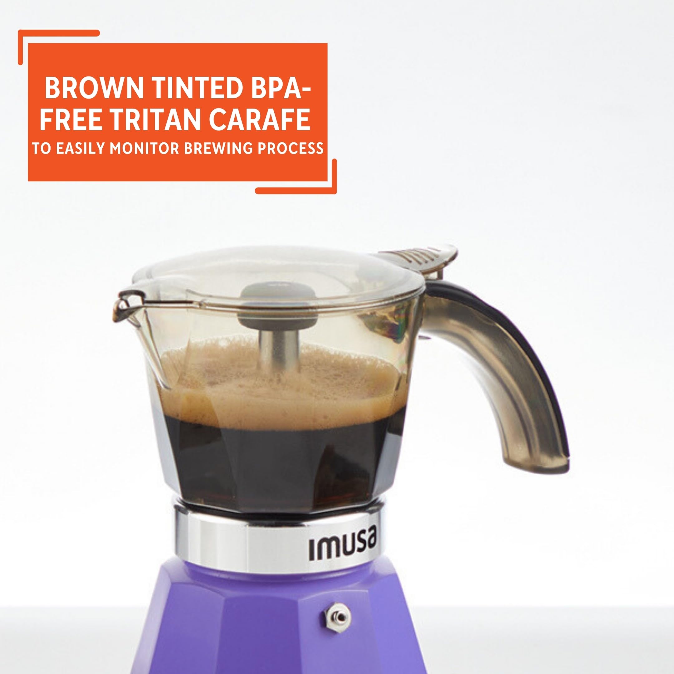Imusa 3-Cup or 2-Cup Electric Espresso Coffee Maker Machine - Compact Purple Design for Home, Office & Small Kitchens | Perfect for Espresso, Latte & Cappuccino Lovers