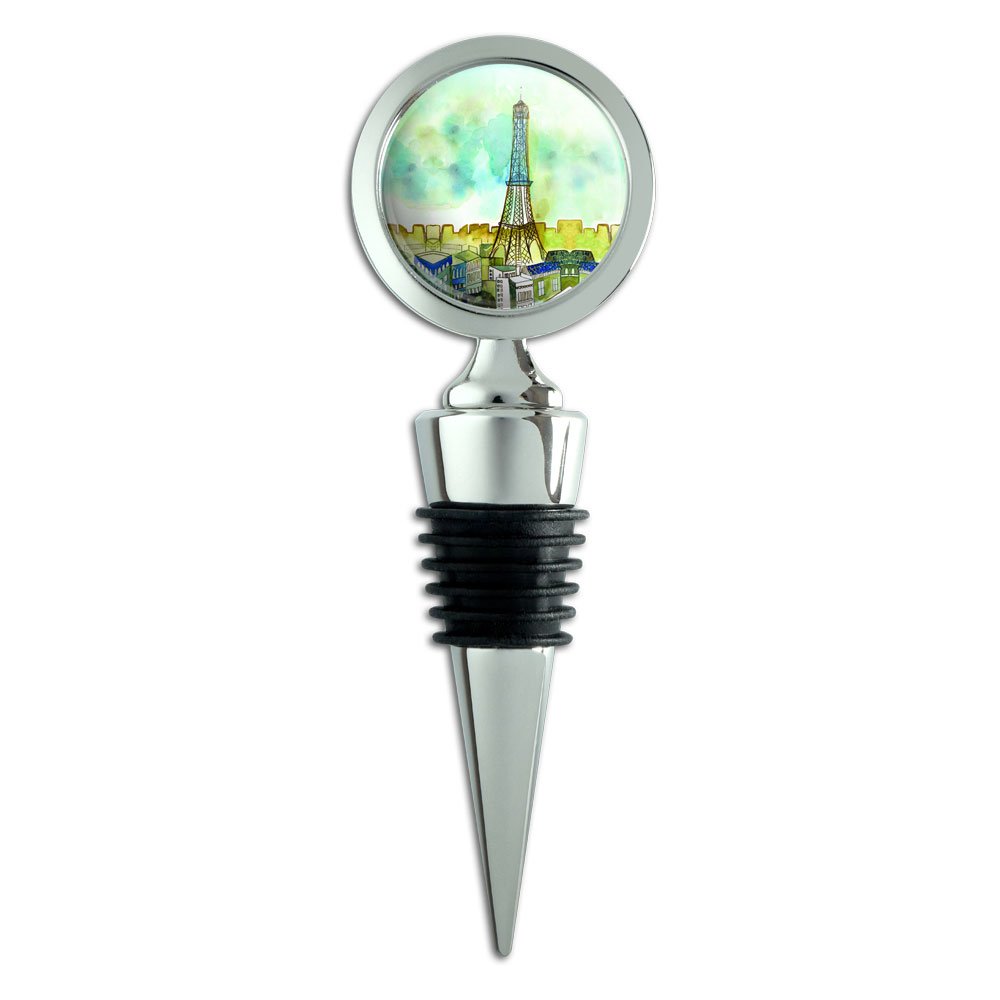 Paris Eiffel Tower Wine Bottle Stopper - Elegant French-Themed Watercolor Design Cork for Wine Preservation | Perfect for Dinner Parties, Romantic Gifts & Home Decor