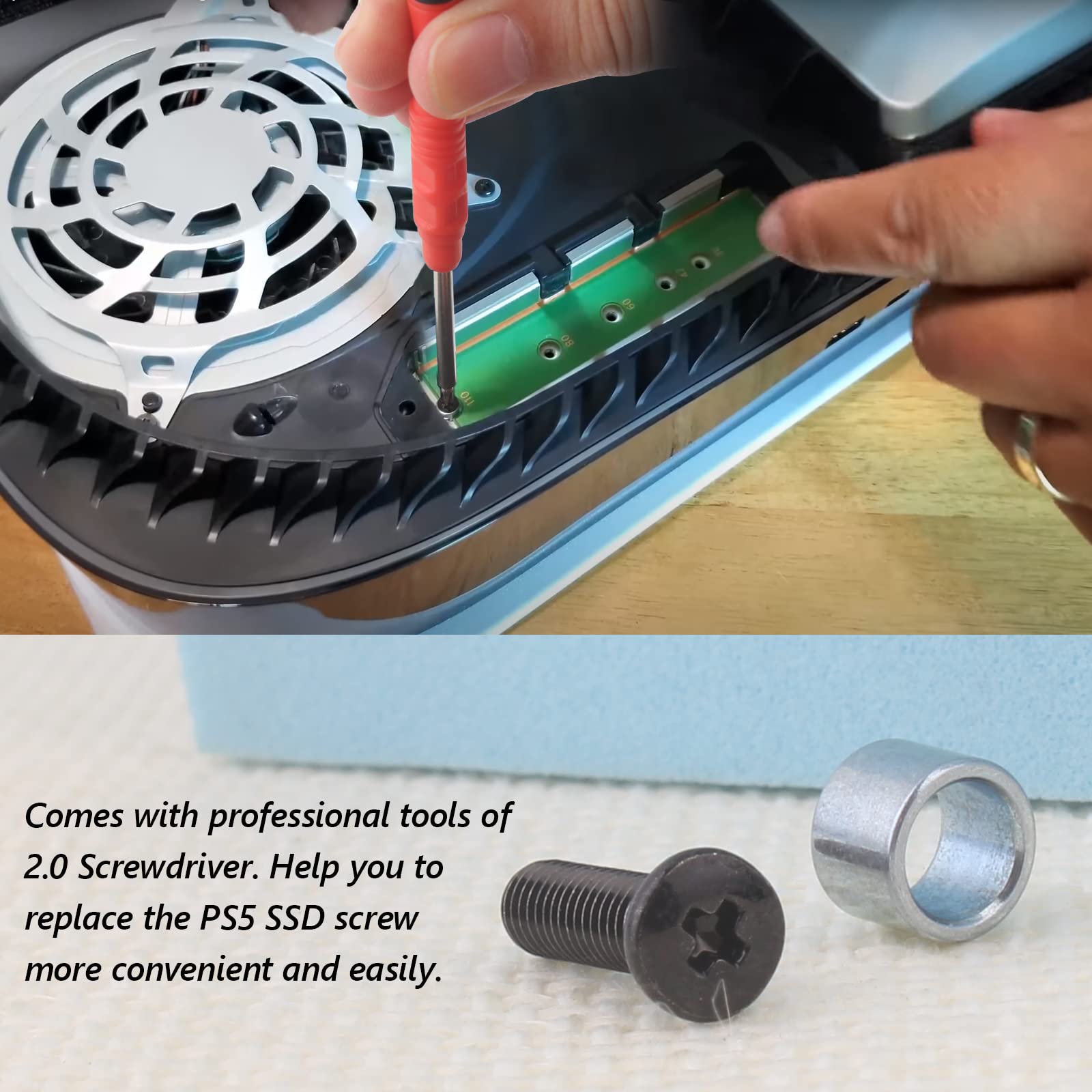 PS5 SSD Screw and Ring Replacement Kit for Sony PlayStation 5 Console - Includes Screwdriver for Easy Solid State Drive Repair | Gaming Accessories & DIY Upgrade Solution