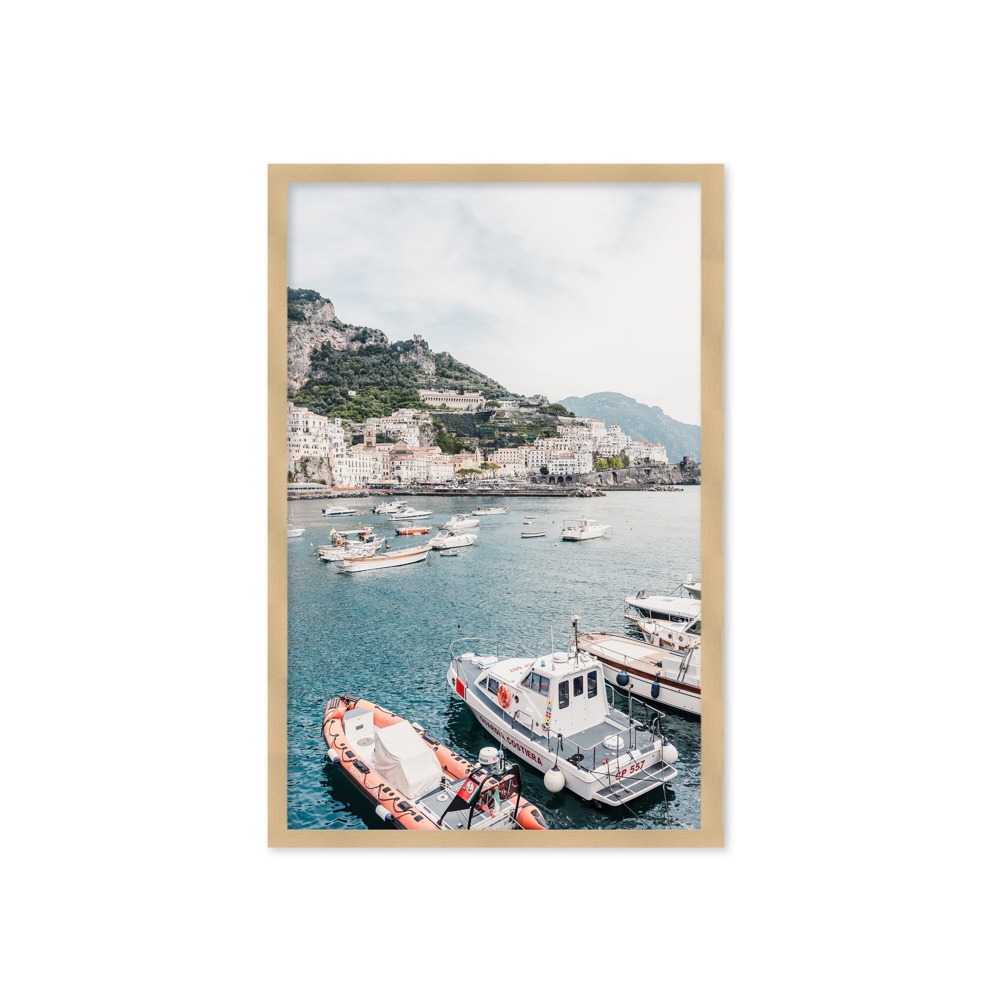 Amalfi Coast Framed Textured Wall Art - Handmade Canvas Painting for Living Room, Bedroom & Office Decor | Coastal Italy Landscape Artwork | Perfect Gift for Home Interior Design