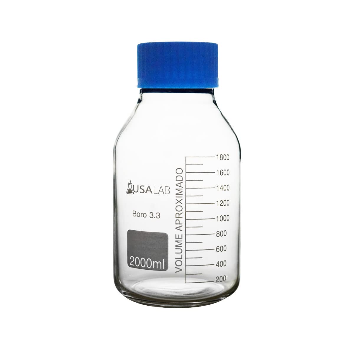 5000ml Clear Borosilicate Glass Media Bottle with GL80 Screw Cap - Wide Mouth Round Lab Bottle for Scientific Solutions, Chemical Storage & Solvent Containment | Perfect for Laboratory, Pharmacy & Research Use