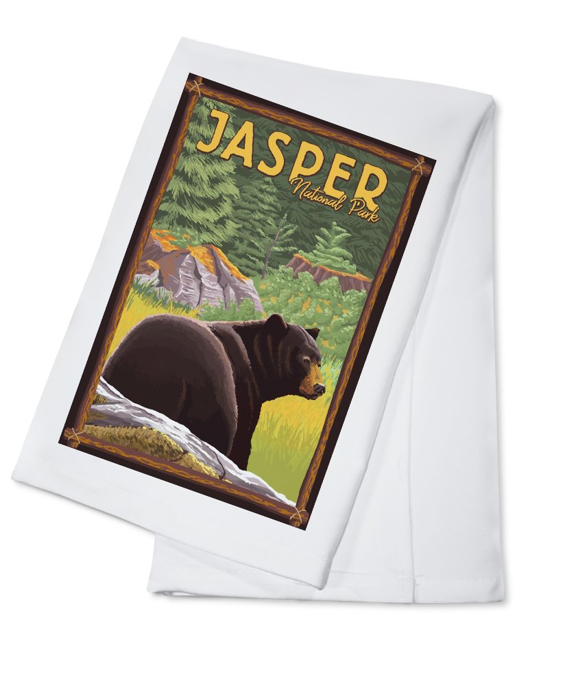 Canada Jasper National Park Black Bear Forest 100% Cotton Tea Towel - Decorative Kitchen Hand Towel for Home, Camping & Cabin Decor