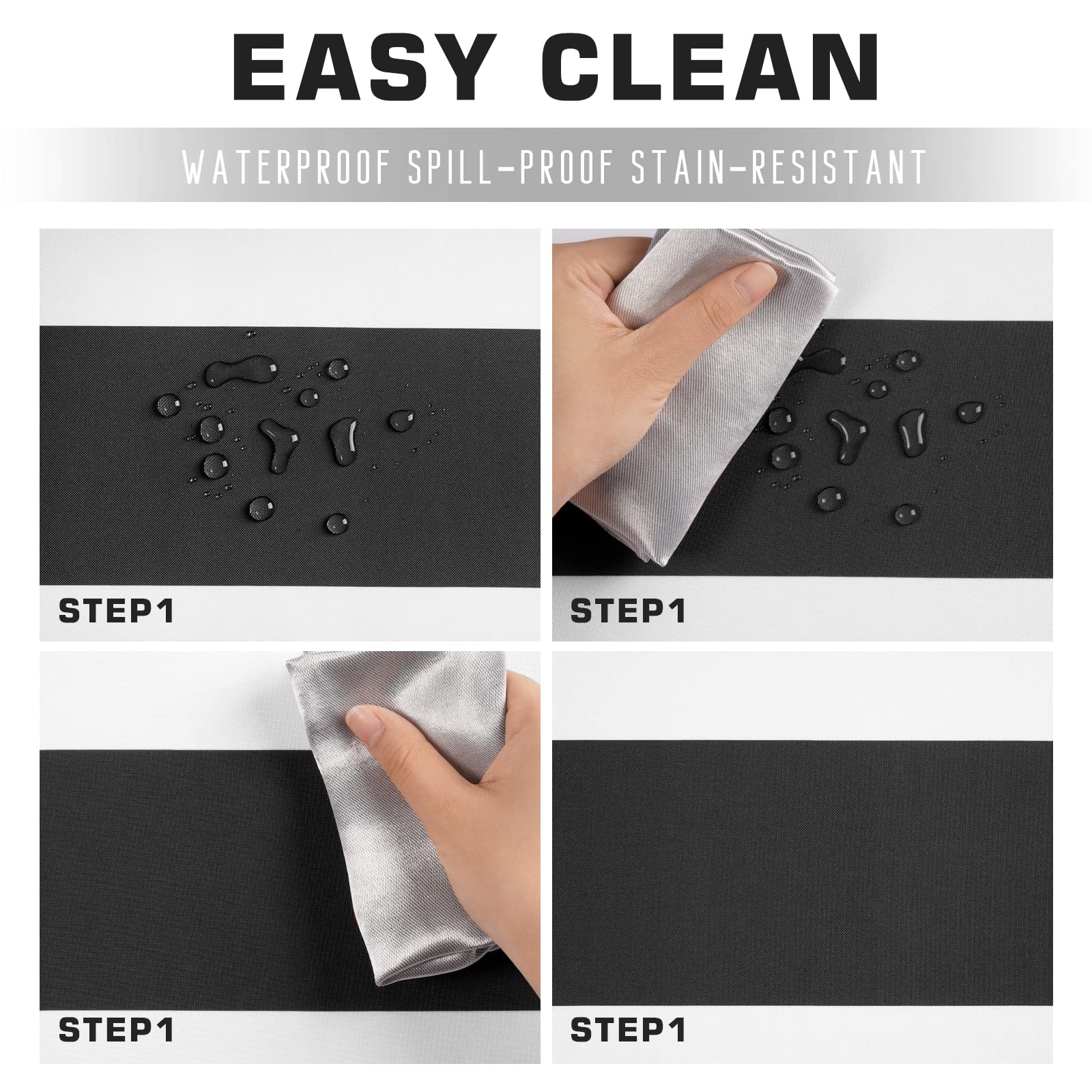 ASPMIZ Black and White Striped Tablecloth - Waterproof Polyester Rectangle Table Cover 55” x 55” for Kitchen & Dining Room - Perfect for Parties, Picnics, and Everyday Use
