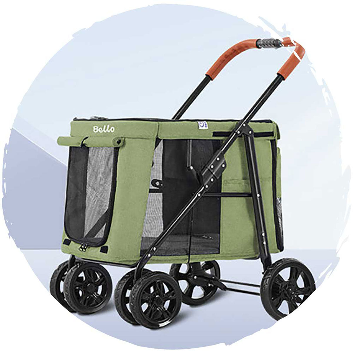 BELLO Fashion Foldable Dog Stroller - Heavy Duty 30kg Capacity for Small to Medium Dogs - Perfect for Travel, Shopping & Outdoor Adventures