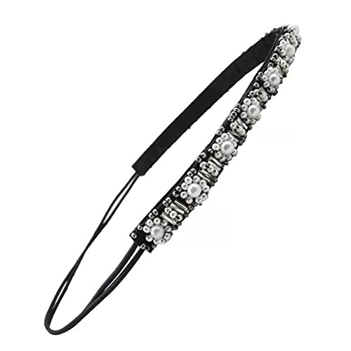 Elegant Beaded Elastic Headband for Women & Girls - Rhinestone Hair Accessories with Exquisite Craftsmanship, No-Slip Design | Perfect for Weddings, Parties & Everyday Wear