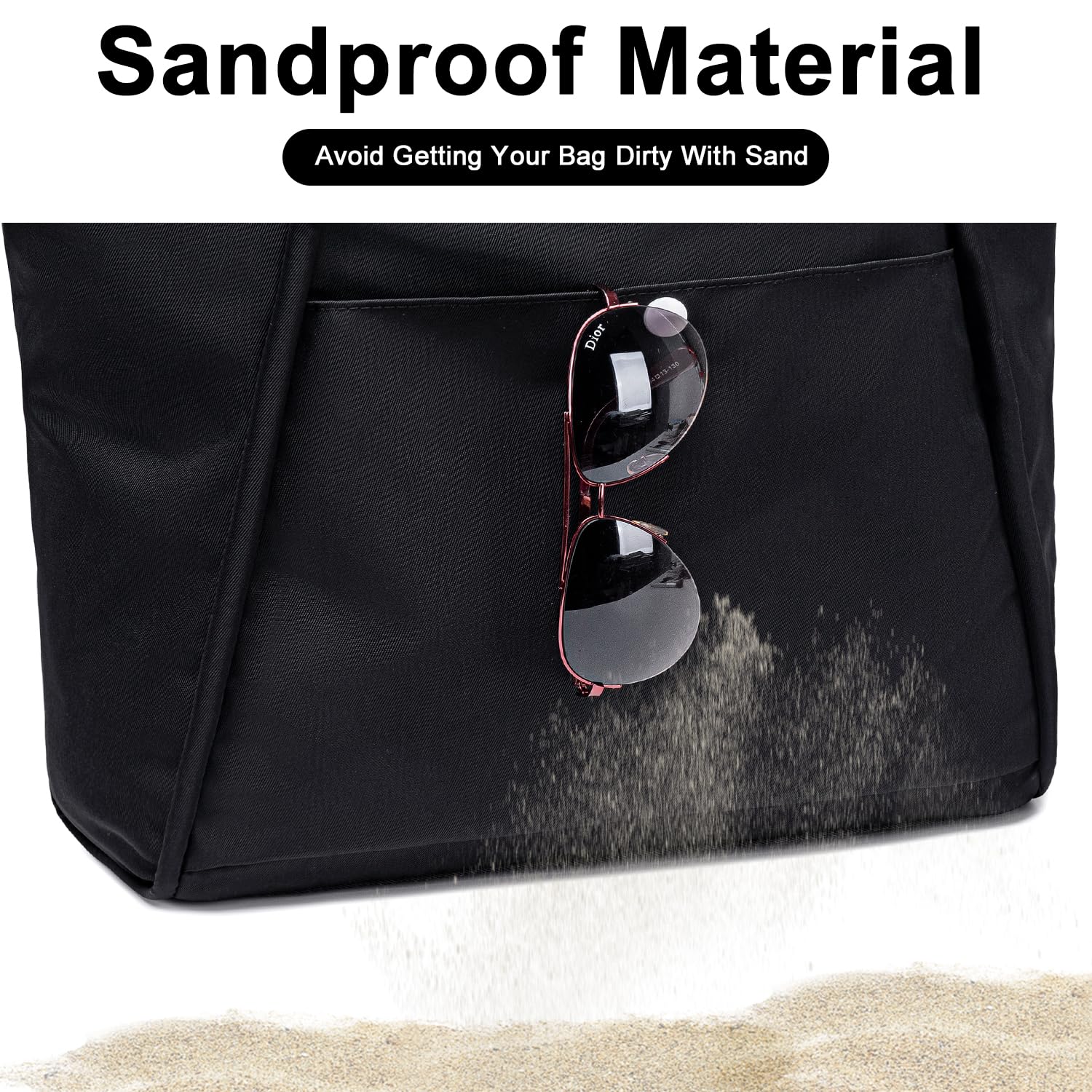 BTOOP Waterproof Sandproof Beach Tote Bag for Women - Large Zippered Pool Bag for Vacation, Travel & Holiday - Perfect for Beach Trips, Swimming & Outdoor Activities