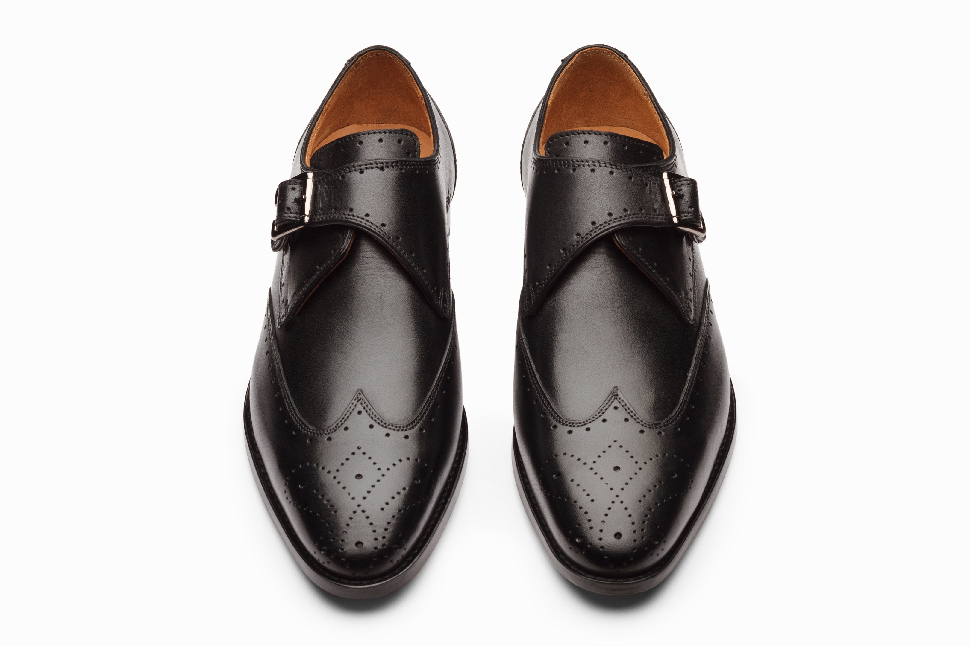 Stylish Black Brogue Monk Strap Dress Shoes for Men - Perfect for Business, Formal Events & Office Wear