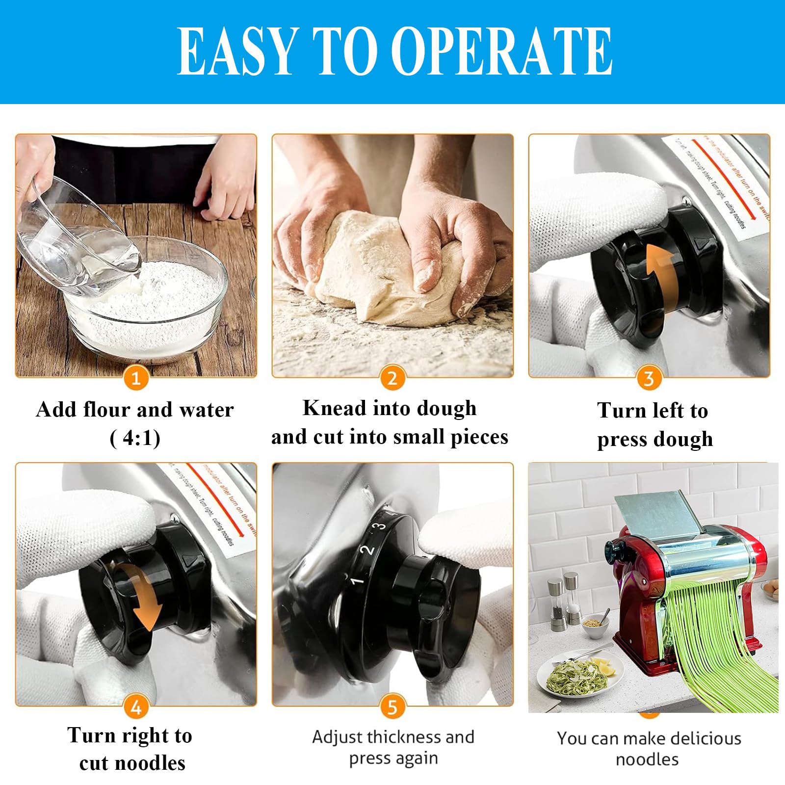 XINGYUEXUAN Electric Pasta Maker Machine - Automatic Dough Roller with 2.5mm Spaghetti Blade for Fresh Homemade Noodles | Perfect for Italian Restaurants & Home Kitchens