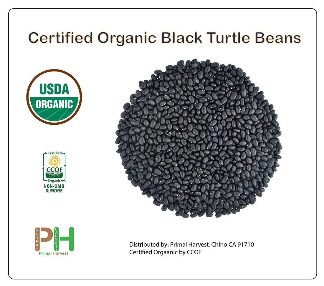 Organic Black Turtle Beans - High in Fiber & Protein, Raw, Non-GMO, Vegan, Bulk 25LB - Perfect for Soups, Stews, and Healthy Meal Prep