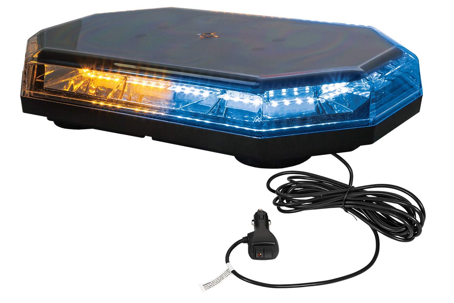 15 Inch Octagonal LED Mini Light Bar - Amber/Blue, 56 LEDs, 10 Flash Patterns | Permanent & Magnetic Mount | 3.2 Amp Emergency Vehicle Lights for Trucks, ATVs, UTVs & Emergency Vehicles - Perfect for Off-Roading, Construction Sites & Roadside Safety