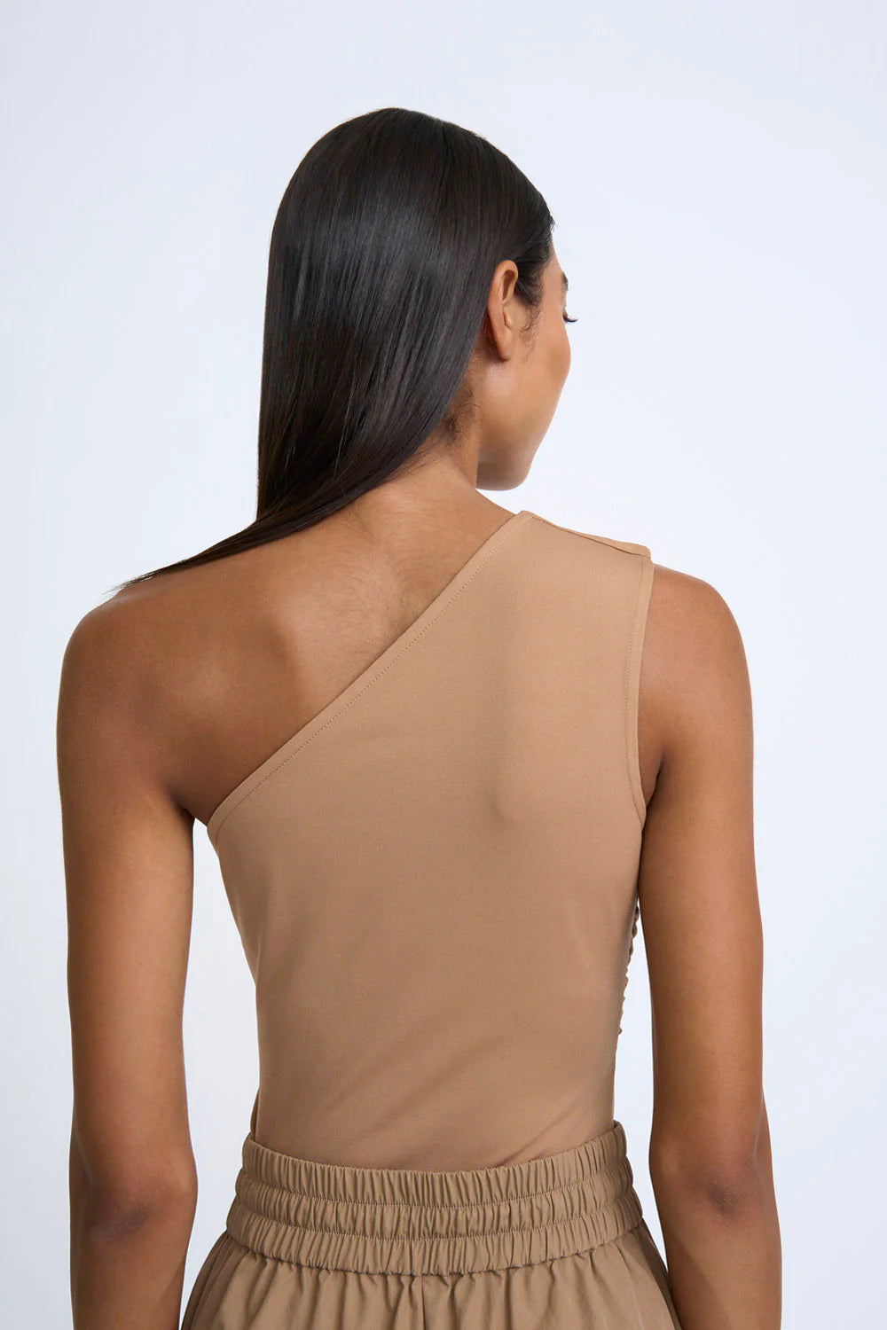 ASTER Asymmetric Top Women's Fashion Blouse - Chocolate Brown for Casual Wear & Night Out