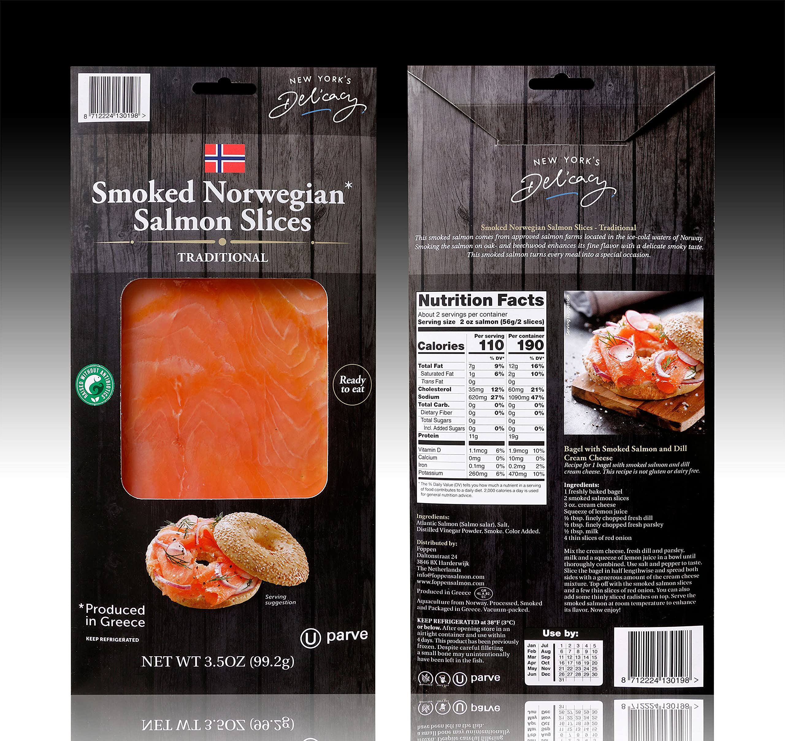 Premium Norwegian Smoked Salmon Slices - 9 Pack (3.5 Oz Each) - Kosher Certified, Gluten Free, Rich in Omega-3 - Made from Fresh Atlantic Salmon Fillets - Ready to Eat Gourmet Delicacy - Perfect for Bagels, Salads, Charcuterie Boards & Holiday Entertaining