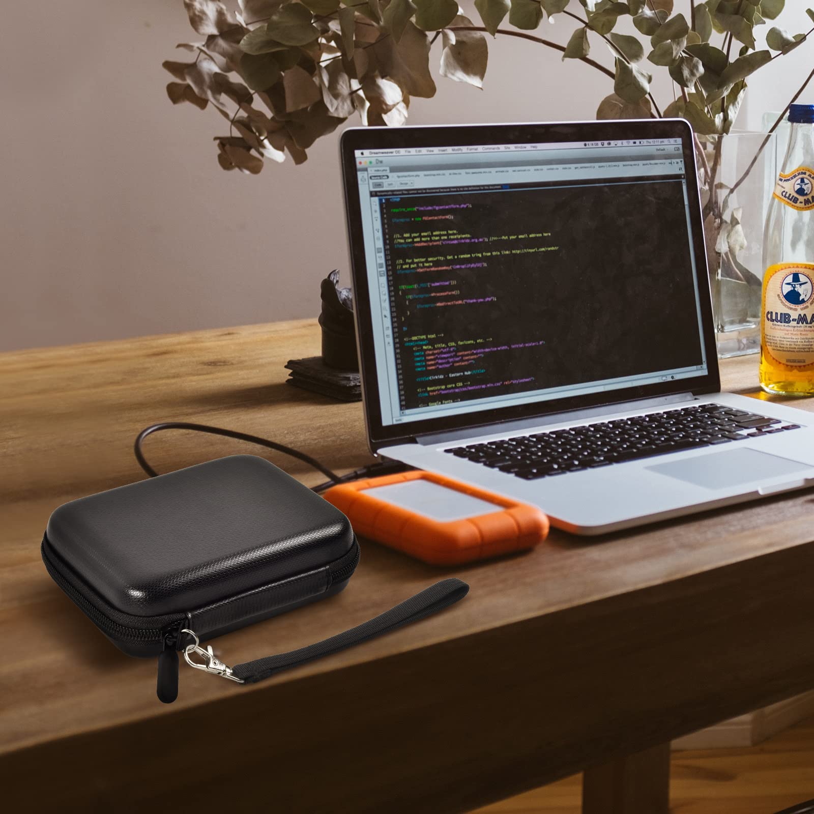 Durable Protective Case for LaCie Rugged Mini 1TB/2TB/4TB/5TB External Hard Drive - Portable HDD Storage Holder Compatible with Mac & PC - Includes USB 3.0/2.0 Cable & SD Card Slots (Black) - Perfect for Travel, Office & Data Backup