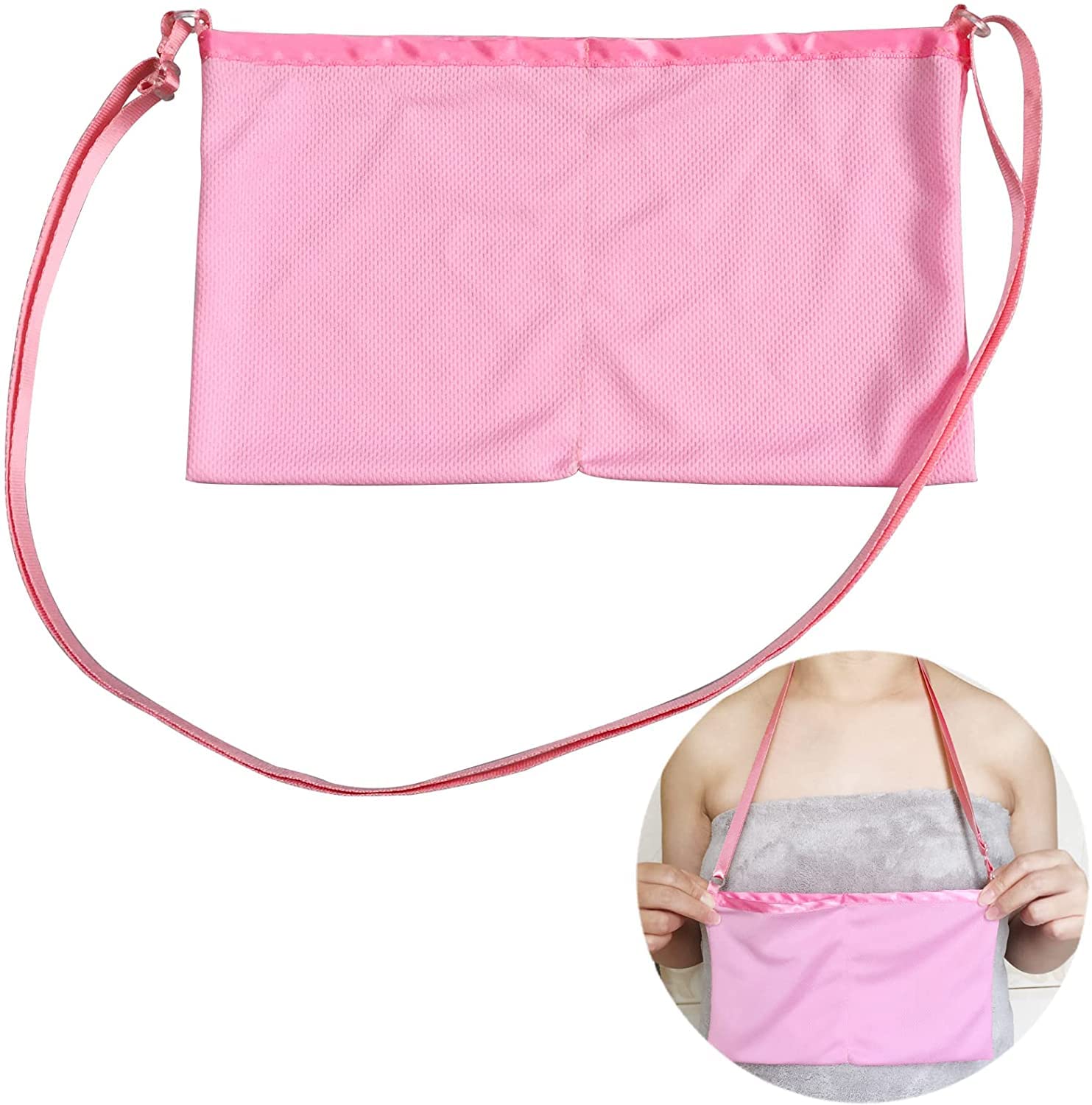 Quick Dry Mastectomy Drain Shower Bag - Post Surgery Drainage Pouch Holder for Tummy Tuck & Breast Reconstruction | Stretchy JP Drains Management Pockets | Waterproof & Comfortable for Showering, Sleeping & Daily Activities (Pink)