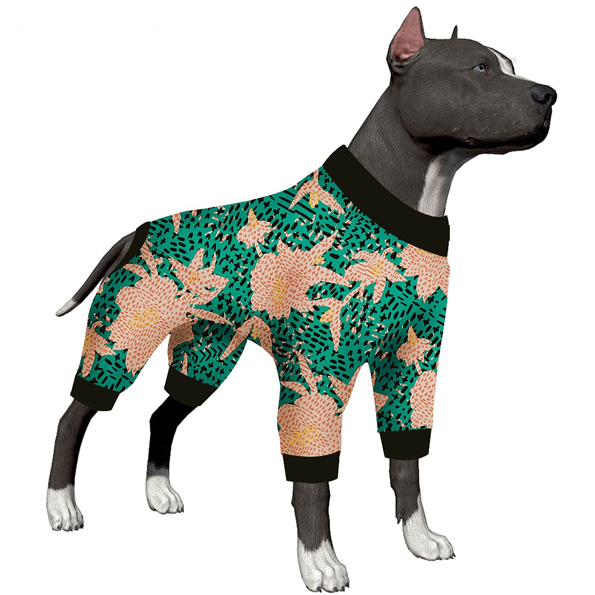 LovinPet Large Dog Pajamas - Abstract Geometric Print Dog Pajamas for Doberman & Big Breeds | Lightweight Pullover Dog PJs with Full Coverage | Perfect for Winter Nights & Indoor Lounging