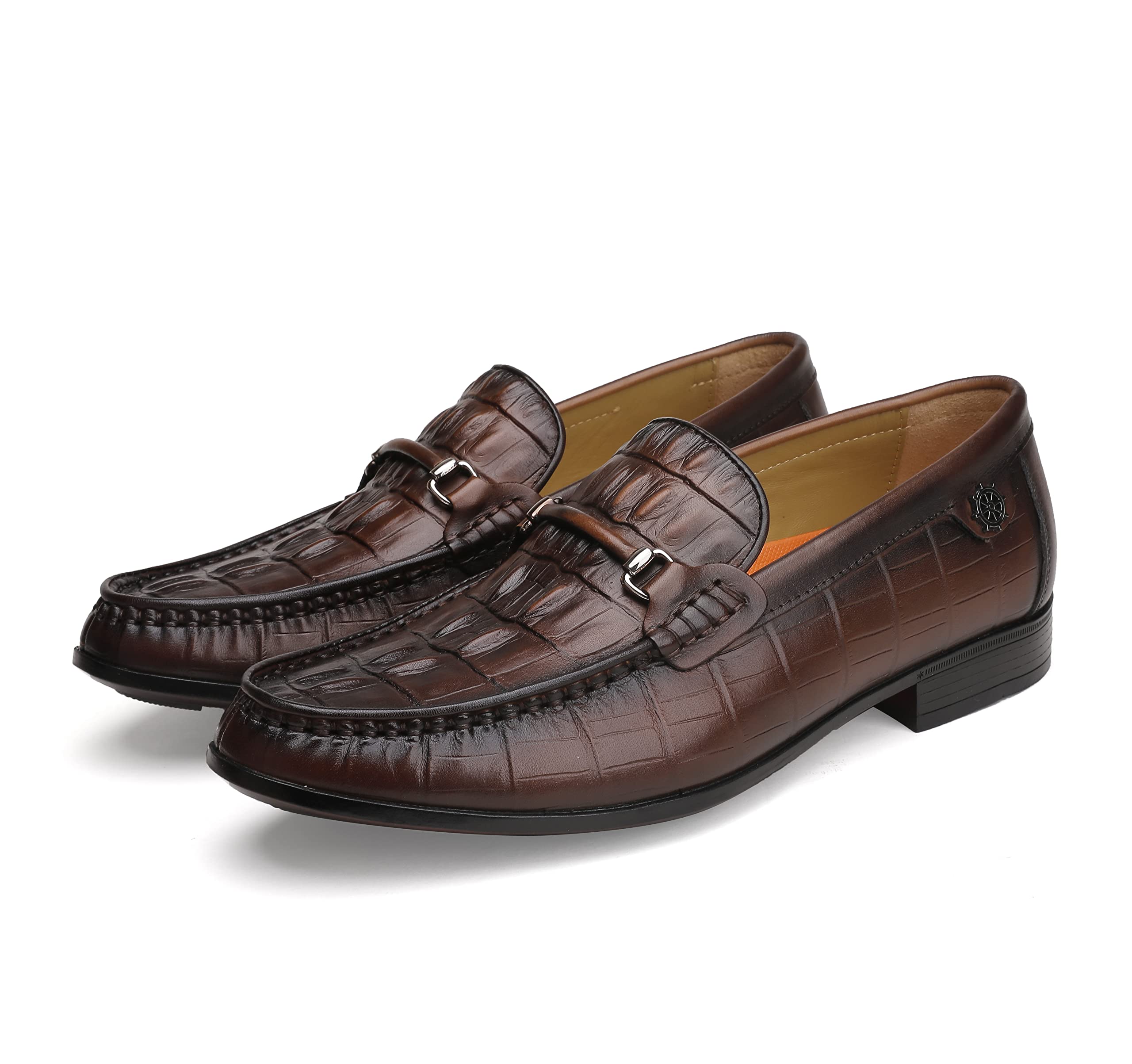 Premium Men's Leather Dress Shoes - Black Crocodile Print Business Loafers for Formal & Casual Wear | Slip-On Comfort for Office, Parties & Special Events