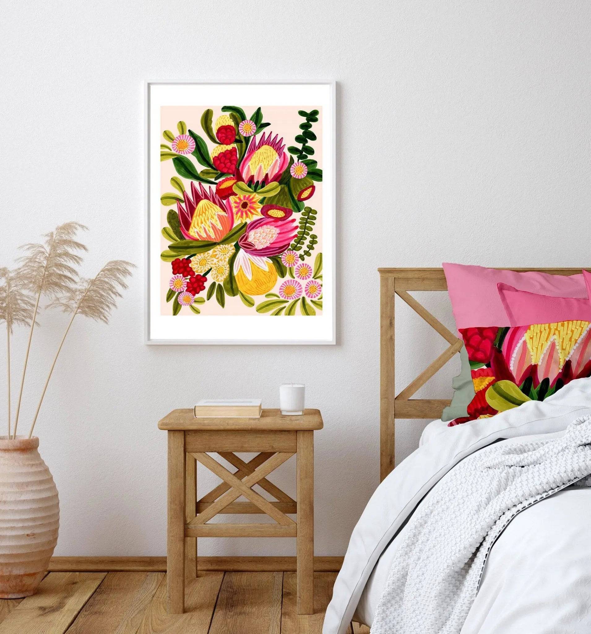 Australian Native Flora & Proteas Flowers Wall Art - Stunning Botanical Print for Home & Office Decor | Perfect for Living Room, Bedroom, or Gift