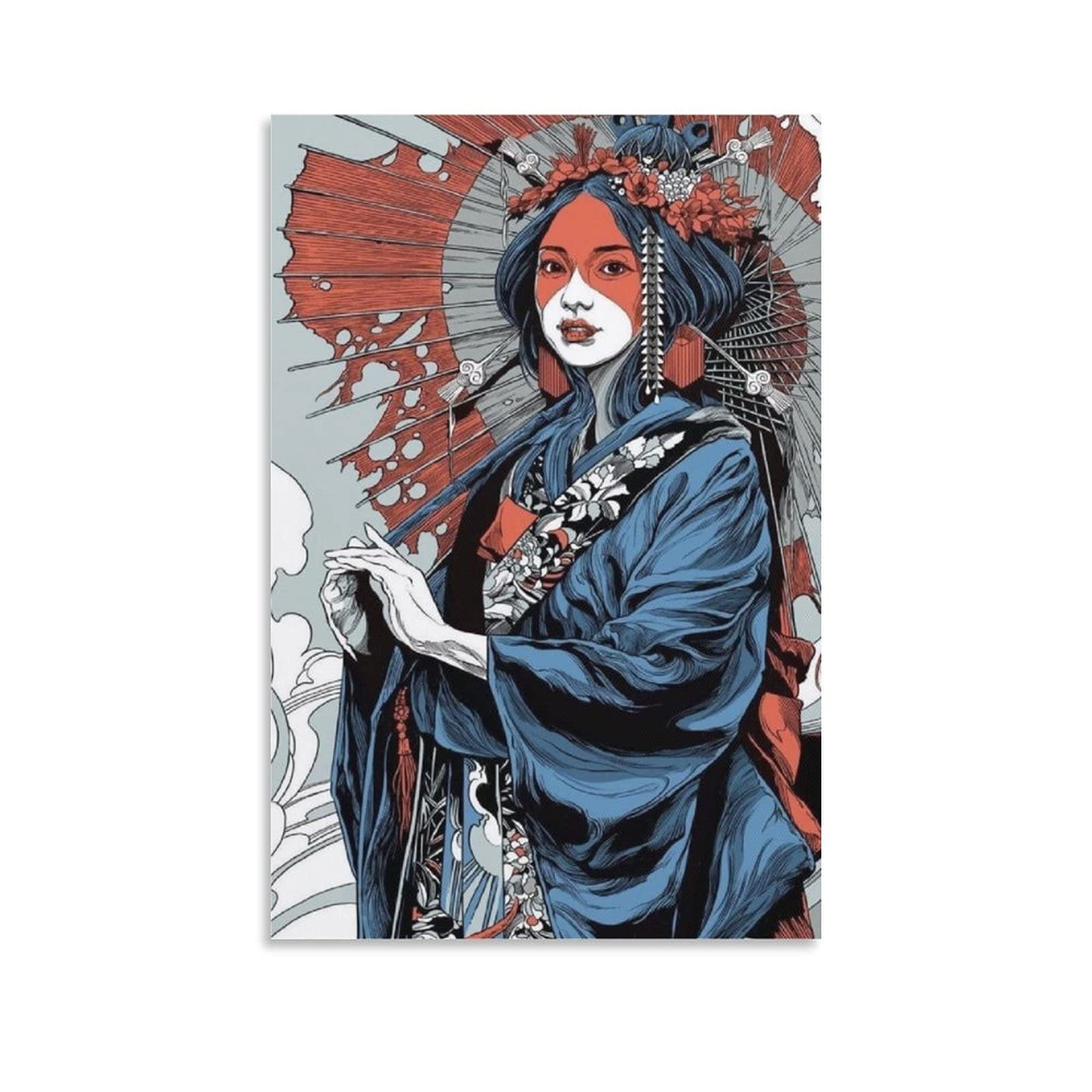 Vintage Japanese Geisha & Samurai Wall Art Posters - Traditional Asian Painting Canvas Prints for Home Decor, Living Room, Bedroom & Office Wall Decoration