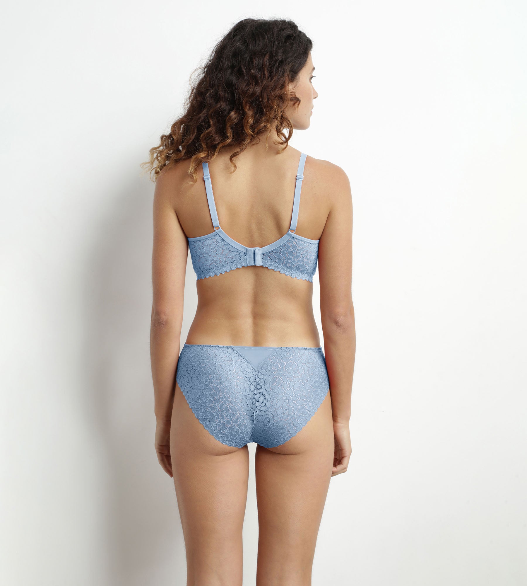 Floral Lace Triangle Bralette - Wireless Comfort Bra for Women, Soft & Breathable, Blue - Perfect for Daily Wear, Yoga, and Lounge