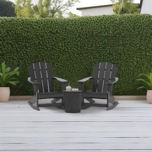 WestinTrends Malibu 2-Piece Outdoor Patio Set - Gray Poly Adirondack Rocking Chairs (2-Seater) for Garden, Porch & Backyard Relaxation