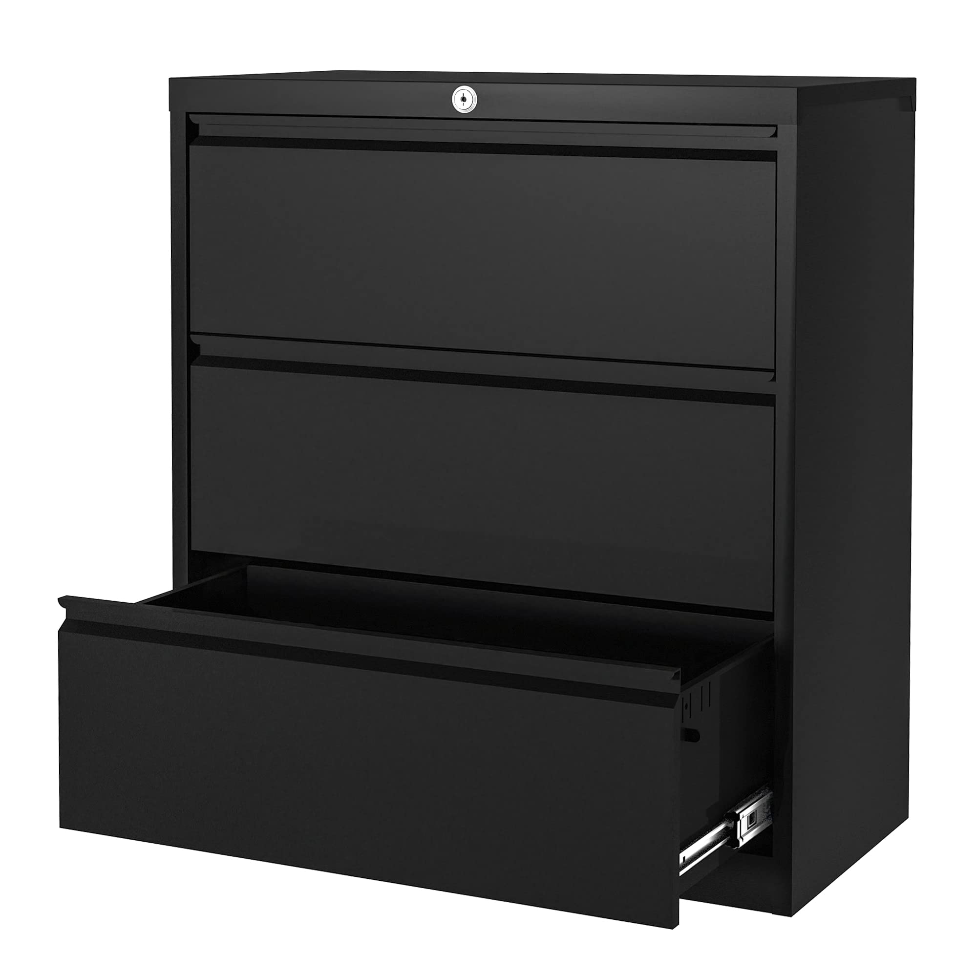 AOBABO 3-Drawer Lockable Metal Lateral File Cabinet - Steel Office Storage Cabinet for Letter/Legal Size Documents - Anti-Tilt Design for Home & Office Organization - Easy Assembly Required (Black) - Perfect for Filing, Document Storage & Workspace Organization