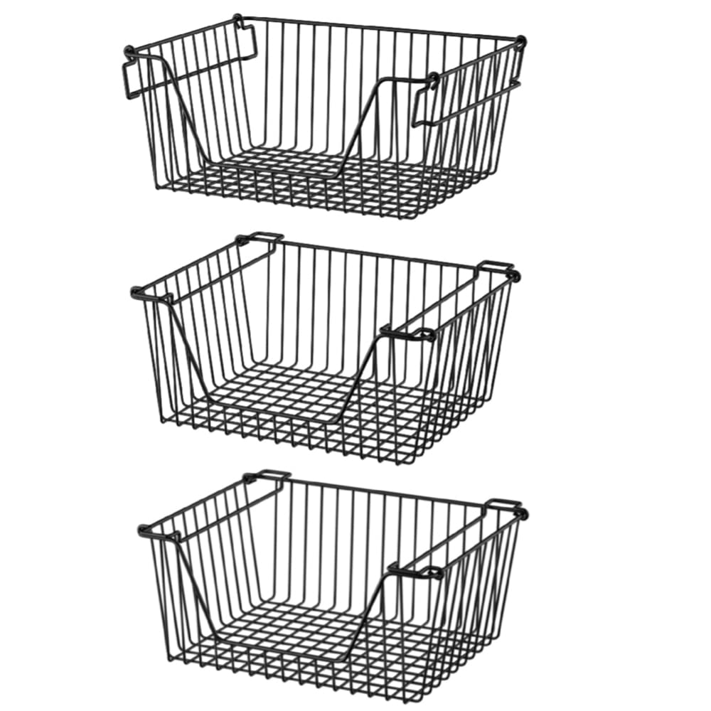 Farmhouse Stackable Wire Storage Baskets with Handles - 14
