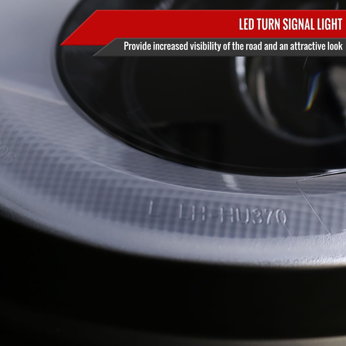 07-15 Car LED Halo Projector Headlights - Glossy Black Pair for Improved Night Visibility | Perfect for Jeep Wrangler, Dodge Ram & Off-Road Vehicles