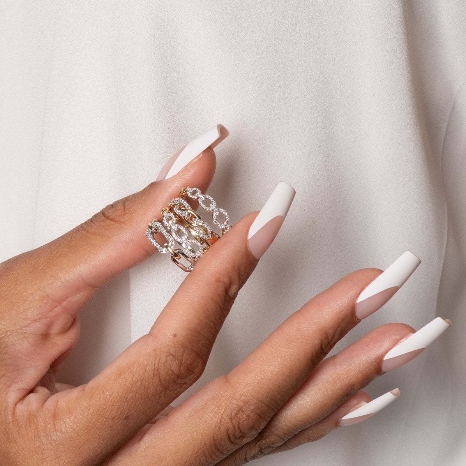 10k Yellow Gold Interlocking Diamond Cable Ring - Elegant Stackable Jewelry for Women, Perfect for Everyday Wear, Anniversaries & Gifts
