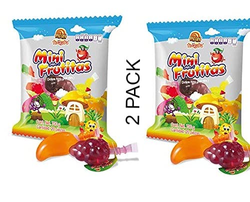 2 Pack Fruit Jelly - Mini Frutitas 40 Pieces Assorted Flavors (Mango, Pineapple, Grape, Strawberry, Melon) | Squeezable Fruit Flavored Jelly Snacks for Kids Lunch, Party Favors & On-the-Go Treats