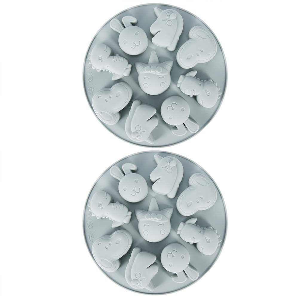 2-Piece Cartoon Animal Silicone Cake Decorating Tools - Non-Stick Chocolate Fondant Mold for Baking, Candy Making, DIY Gummy Sugar Crafts (Gray) - Perfect for Birthday Cakes, Cupcakes, and Homemade Treats
