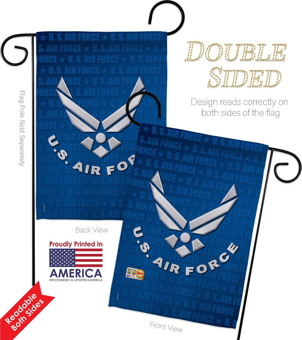 US Air Force Garden Flags Kit - Double-Sided 28x40 Inch Military Yard Banner - Armed Forces USAF Veteran Retiree Decorative Gift - Made in USA - Perfect for Patriotic Home Decor & Military Appreciation Events