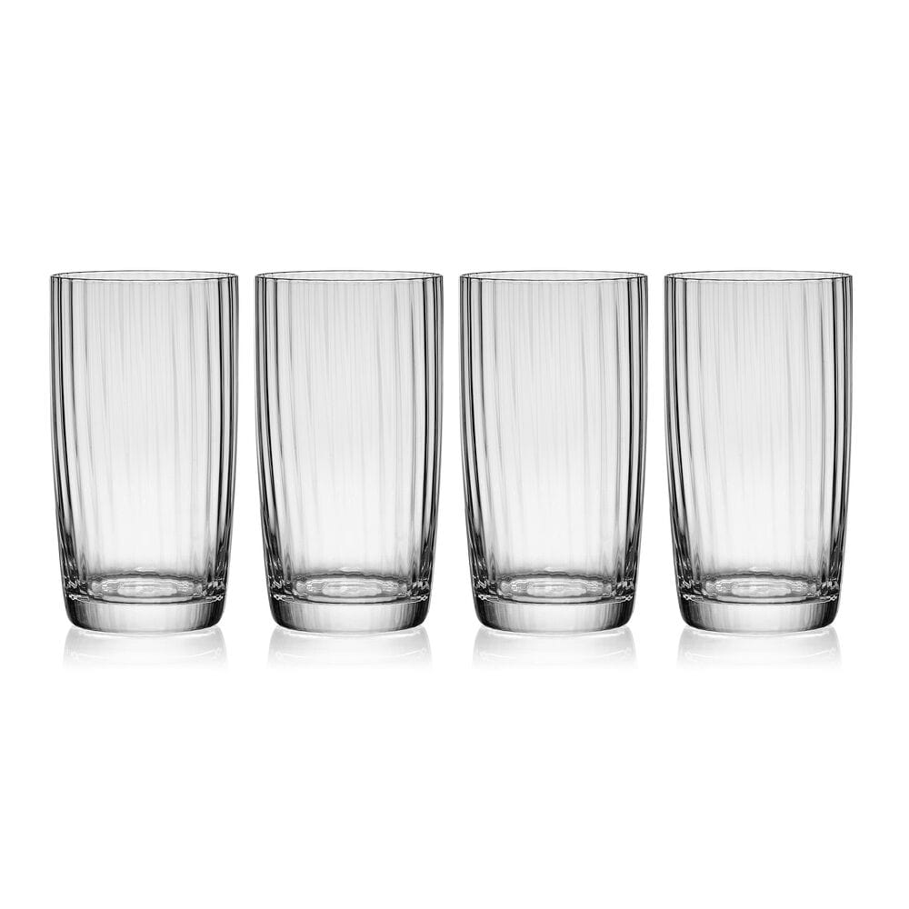 Premium Set of 4 Crystal Clear Highball Glasses for Cocktails, Whiskey & Iced Drinks - Perfect for Home Bars, Parties & Gift Giving